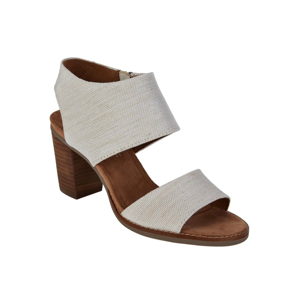 TOMS Majorca Cutout Sandal Heel Mule Women's Size 8 Natural Yarn Dye Neutral Tan